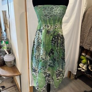 ANTHROPOLOGIE Lapis Boho Convertible Tube Maxi Skirt One Size Green Floral